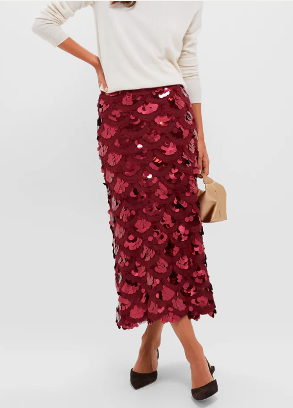Tuckernuck Hyacinth House Ruby Paillette Mona Maxi Skirt Maroon Sequin Medium